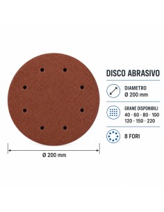 AUSONIA Disco Abrasivo Velcrato Ø 200 mm – Grane da 40 a 220 gr. 2