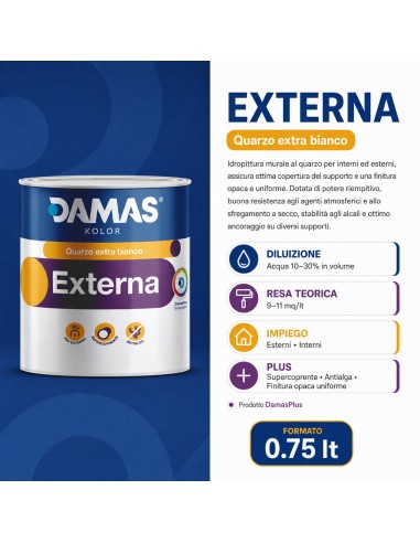 Damas Idropittura Al Quarzo Bianca Per Esterni Externa