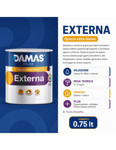 Damas Idropittura Al Quarzo Bianca Per Esterni Externa