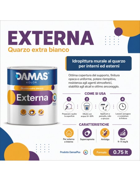 Damas Idropittura Al Quarzo Bianca Per Esterni Externa