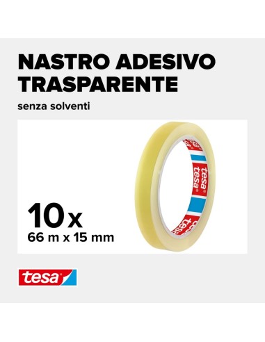 TESA Tesafilm Standard Nastro Adesivo Multiuso 66m x 15mm - 10 Rotoli