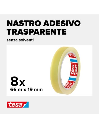 TESA Tesafilm Nastro Adesivo Trasparente Multiuso 66 m x 19 mm 8 Rotoli