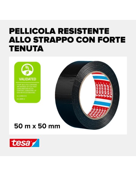 TESA Extra Power Universal Nastro Adesivo NERO A Tenuta Extraforte 50 m x 50 mm