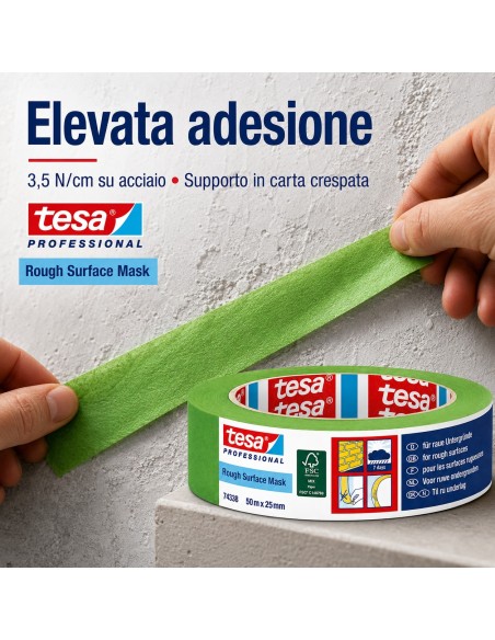 TESA Rough Surface Mask Nastro Mascheratura Per Superfici Ruvide 50m x 25mm