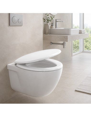 FORTUNATO Sedile Wc Universale Bianco MDF Cerniere Regolabili 45 x 38 x 8 Cm
