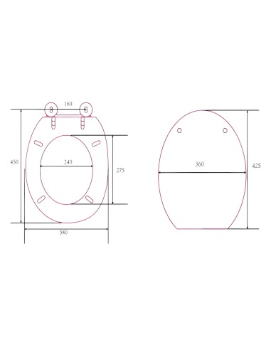 FORTUNATO Sedile Wc Universale Bianco MDF Cerniere Regolabili 45 x 38 x 8 Cm