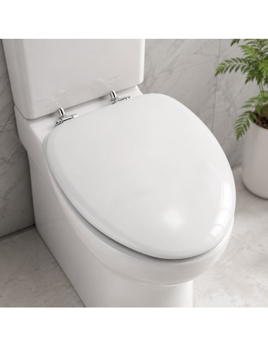 FORTUNATO Sedile Wc Universale Bianco MDF Cerniere Regolabili 45 x 38 x 8 Cm