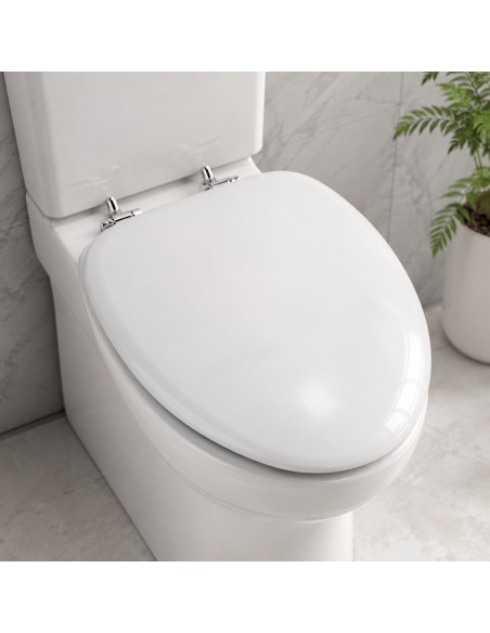 FORTUNATO Sedile Wc Universale Bianco MDF Cerniere Regolabili 45 x 38 x 8 Cm