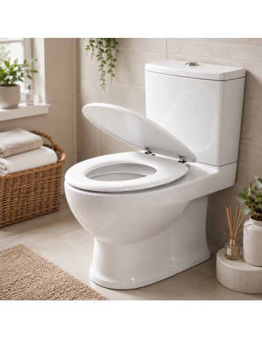 FORTUNATO Sedile Wc Universale Bianco MDF Cerniere Regolabili 45 x 38 x 8 Cm