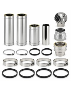 Kit Canna Fumaria Inox Doppia Parete 3 m Ø300/350 Uscita Camino Ø250