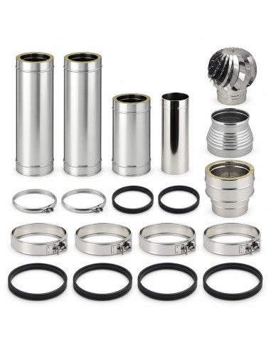 Kit Canna Fumaria Inox Doppia Parete 3 m Ø300/350 Uscita Camino Ø250