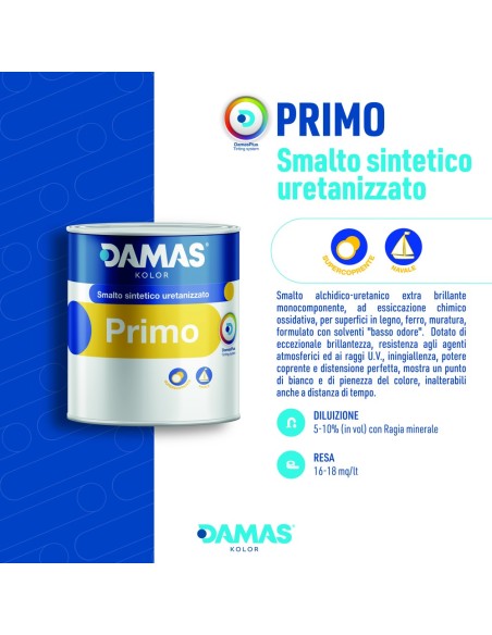Damas Primo Lucido Smalto Sintetico Uretanizzato Brillante Legno Ferro