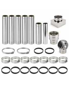 Kit Canna Fumaria Inox Doppia Parete 6 m Ø200/250 Uscita Camino 20x20