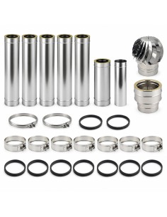 Kit Canna Fumaria Inox Doppia Parete 6 m Ø200/250 Uscita Camino Ø200