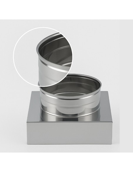 Riduzione Quadra Tonda 300x300 a Ø 300 mm Acciaio Inox Canna Fumaria