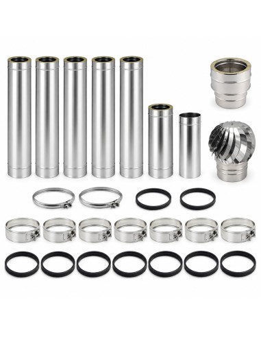 Kit Canna Fumaria Inox Doppia Parete 6 m Ø250/300 Uscita Camino Ø250