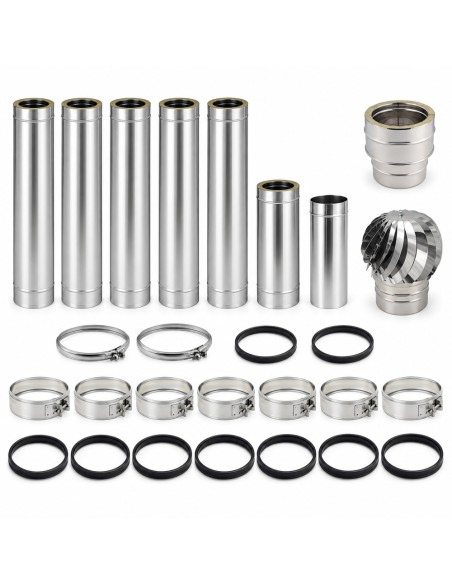Kit Canna Fumaria Inox Doppia Parete 6 m Ø250/300 Uscita Camino Ø250