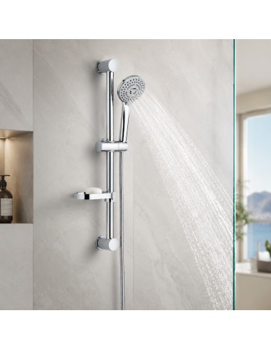 FORTUNATO Saliscendi Doccia In Ottone Cromato 65 Cm Con 5 Getti Anticalcare