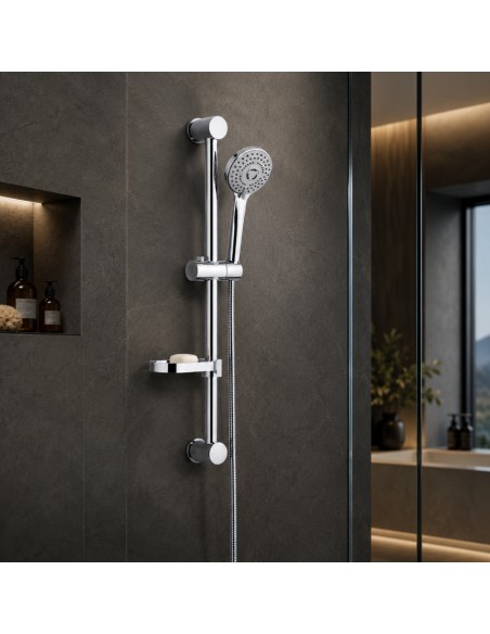 FORTUNATO Saliscendi Doccia In Ottone Cromato 65 Cm Con 5 Getti Anticalcare