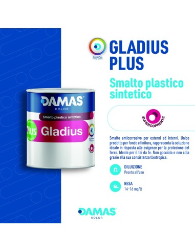 Damas GladiusPlus Lucido Smalto Antiruggine Fosfato di Zinco Ferro