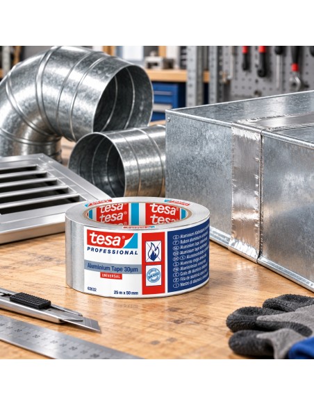 TESA Nastro Adesivo in Alluminio Per Sigillatura E Isolamento 25 m x 50 mm 