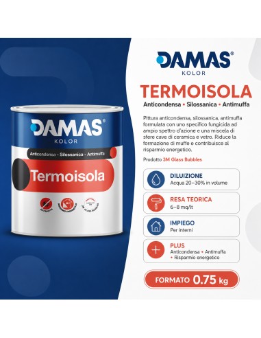 Damas Pittura Termoisolante Silossanica Antimuﬀa Termoisola Interni Esterni