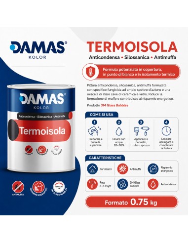 Damas Pittura Termoisolante Silossanica Antimuﬀa Termoisola Interni Esterni