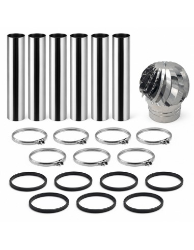 Kit Canna Fumaria Inox Monoparete 6 m Ø200 Completa Camino Ø200