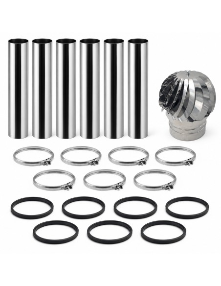 Kit Canna Fumaria Inox Monoparete 6 m Ø200 Completa Camino Ø200