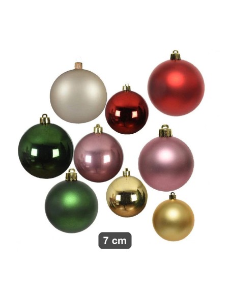 Set 8 sfere in vetro rosso 7 cm addobbi natalizi