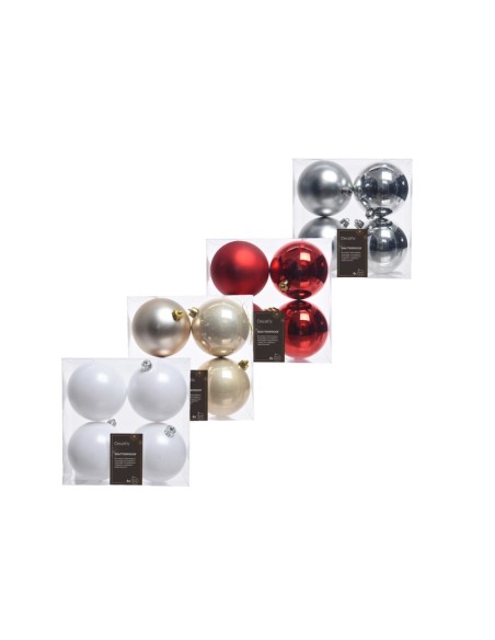 Set 4 Sfere in Vetro Rosse 10 cm per Decorazioni Natalizie