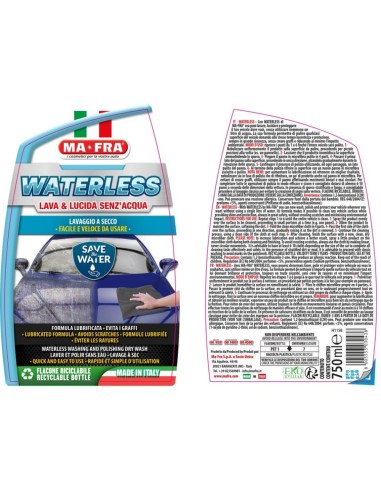 Mafra Lava e Lucida WATERLESS Lavaggio Auto a Secco Completo Carrozzeria 750 ml