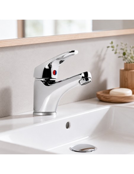 FORTUNATO Rubinetto Miscelatore Lavabo C/Piletta Ottone Cromato Cartuccia 40mm