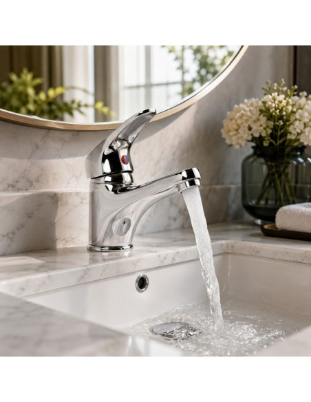 FORTUNATO Rubinetto Miscelatore Lavabo C/Piletta Ottone Cromato Cartuccia 40mm