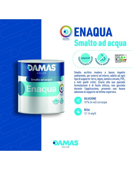 Damas Enaqua Opaco Smalto Acrilico All'Acqua Ferro Legno PVC