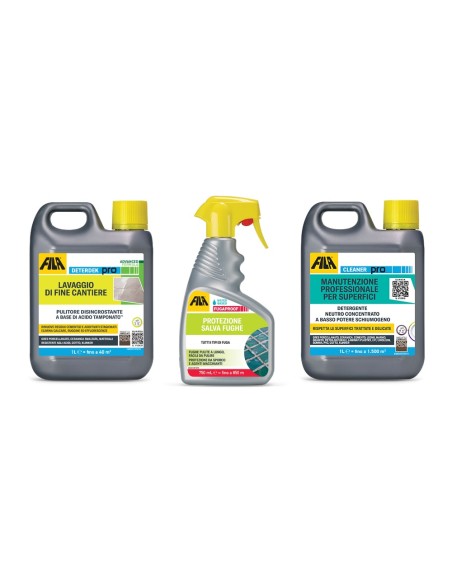 FILA Kit Ceramica Deterdek PRO Cleaner PRO FugaPROOF + 3 Spugne Gres