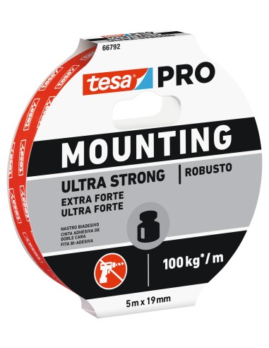 TESA Mounting PRO Ultra Strong Biadesivo Di Montaggio 5 m x 19 mm