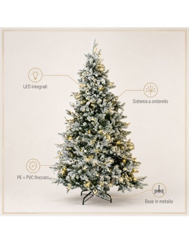 Albero di Natale Innevato LED 180 cm Scott con Luci Integrate