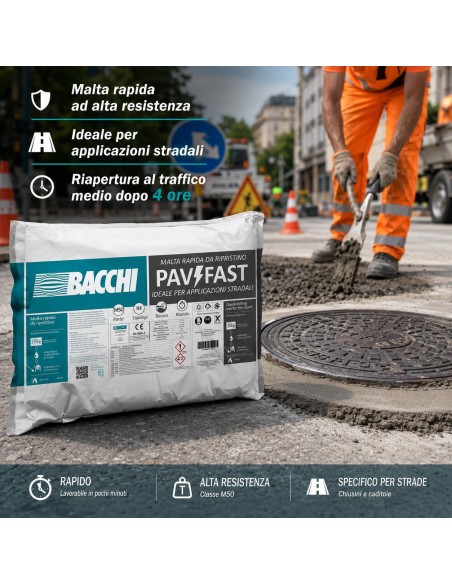 Bacchi PAVIFAST Malta Cementizia Rapida Per Pavimentazioni E Carreggiate