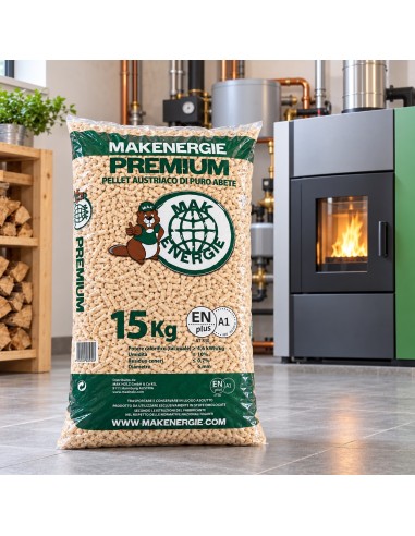 Pellet Puro Abete MAK ENERGIE Premium 100%  ENplus A1 Sacco Da 15 kg Ø 6 mm 