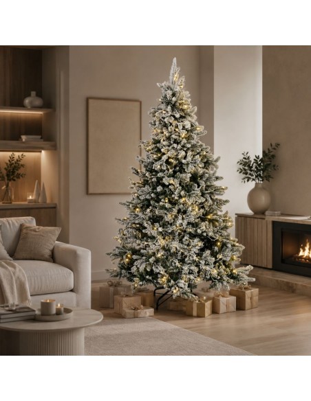 Albero Di Natale Innevato Scott 210 Cm Con 550 Luci Led Integrate