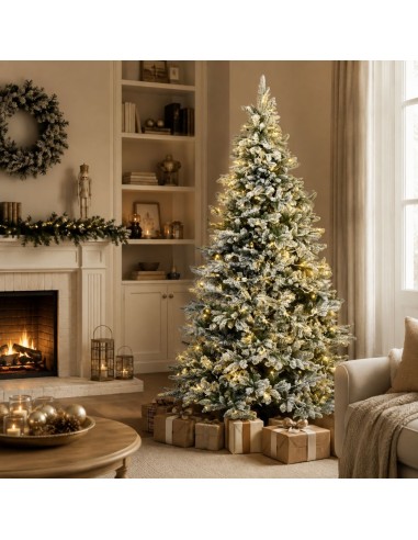 Albero Di Natale Innevato Scott 210 Cm Con 550 Luci Led Integrate