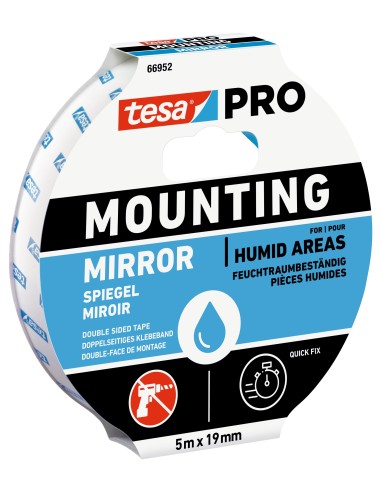 TESA Mounting PRO Specchi Biadesivo Per Specchi Da Bagno 5 m x 19 mm