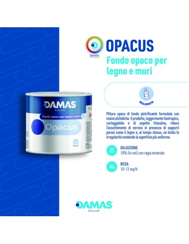 Damas Opacus Pittura Opaca di Fondo per Legno e Muri