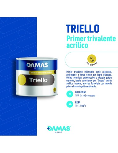 Damas Triello Primer Trivalente All'Acqua Ancorante Antiruggine