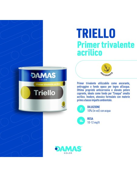 Damas Triello Primer Trivalente All'Acqua Ancorante Antiruggine