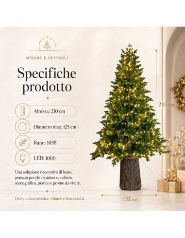 Albero Di Natale Darsy Led Con Tronco Integrato 210 cm