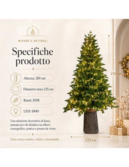 Albero Di Natale Darsy Led Con Tronco Integrato 210 cm