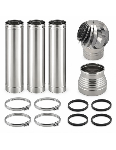 Kit Canna Fumaria Inox Monoparete 3 m Ø250 Completa Camino Ø200