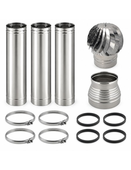 Kit Canna Fumaria Inox Monoparete 3 m Ø250 Completa Camino Ø200